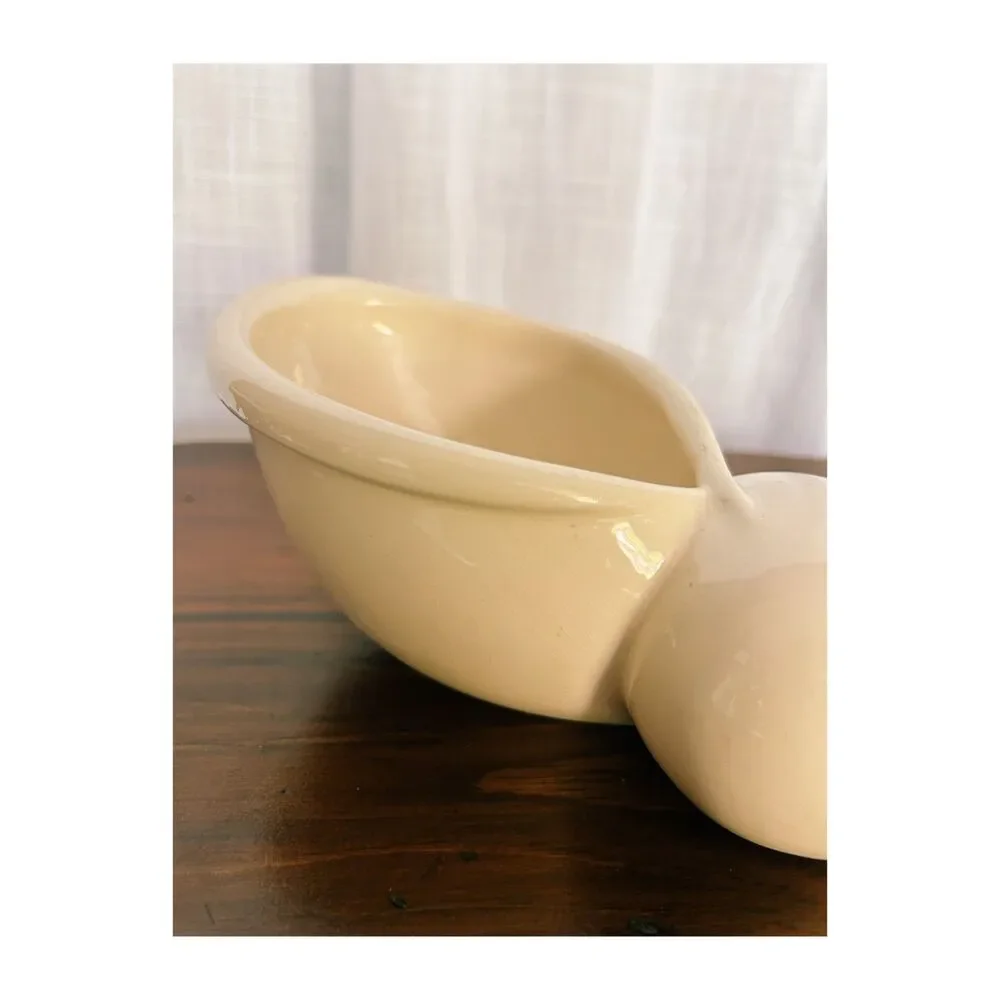 Vintage Mid Century Ceramic Conch Shell Vase Cream White Glossy Art Pottery